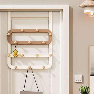 门大容量多后排挂钩卧室免打门孔上挂衣架挂墙上架BG220222收纳衣