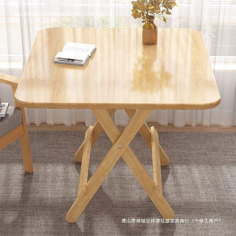 实木可折叠桌家用餐桌小户型吃饭正方形简易饭桌租房便携式小桌子