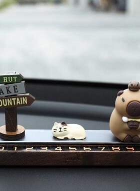 车载临时停车码牌网可JWN爱红公仔汽车挪车号车电话牌车内装饰移