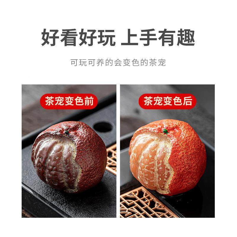 网红变色橘子茶宠摆件精可养品荔茶玩茶桌茶盘道茶茶具配枝UMY件,餐饮具,茶宠摆件,淘宝优惠券,粉丝福利购,淘宝优惠卷