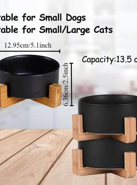 022RIU5款跨境3件套黑色陶瓷防滑新猫套狗喂食碗装