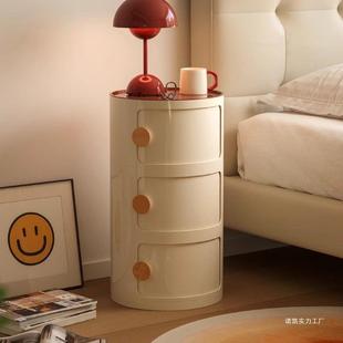圆形头柜收纳柜网家用卧室小型几边202床5新款 创意简IIL约红置物