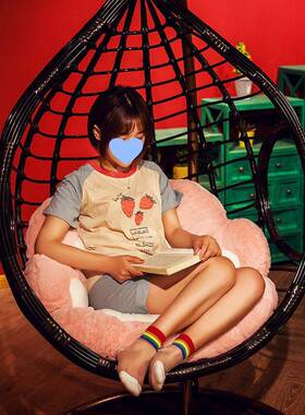 台吊椅秋千鸟坐垫吊篮阳坐垫靠巢垫一体REQ圆形篮藤椅垫摇垫