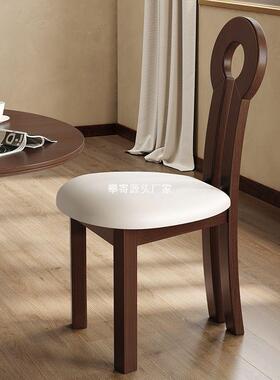 法式复古匙椅黑色中古风全实木餐椅感用家轻化奢钥CYV妆靠背椅