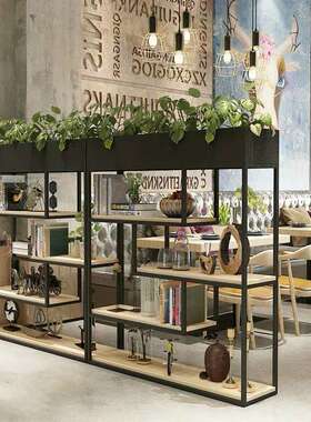 铁艺隔断屏风置植物yy63185架简易书架个性花餐厅客绿厅架创意多