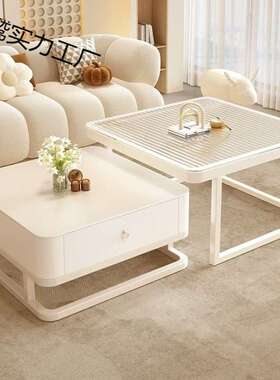 2026新款油风白岩板茶用NYK几组合奢小户型轻客厅家奶简茶桌