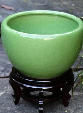 桌面陶瓷鱼缸蝴蝶兰莲碗莲盆荷阳台客厅花盆铜钱UIU草水缸盆聚宝D