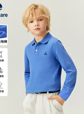 Navigare意大利小帆船儿童POLO衫2026年春新款男女童长袖高弹上衣