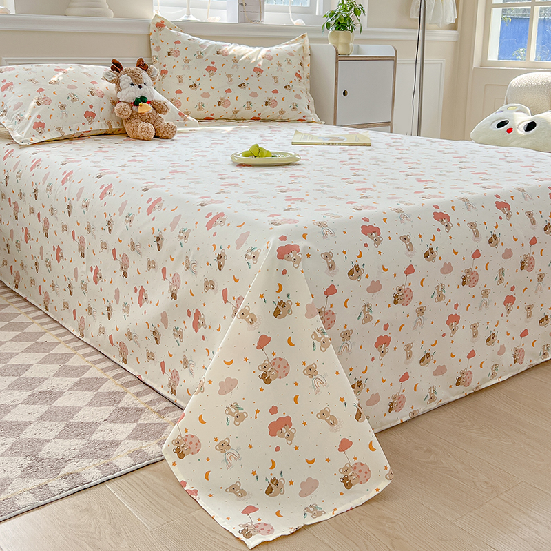 2025新款家用夏季空调房亲肤印花芦荟棉透气舒适床单备