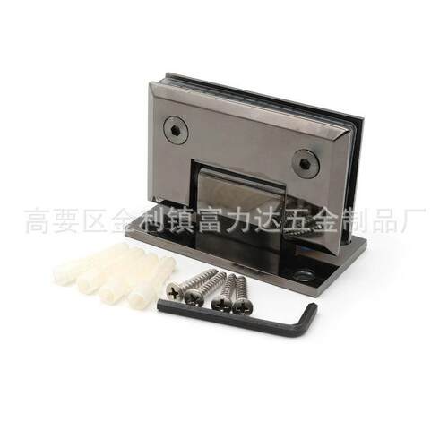 浴无浴框钛玻璃固定F-005夹加厚黑合页铰链方形斜边90°双边室玻