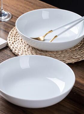 白特大酒店瓷菜鱼盘景德加ILJ厚实用盘大号汤盘家用瓷器镇蒸菜盘