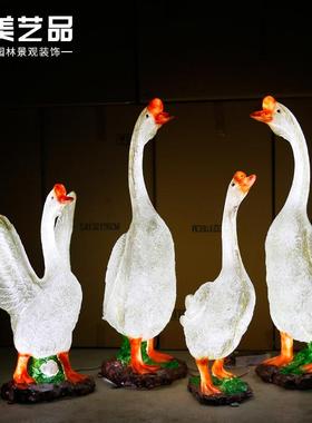 璃钢发光玻动物雕塑仿真鹅摆件户外创花园庭院林景园观FG3002意夜
