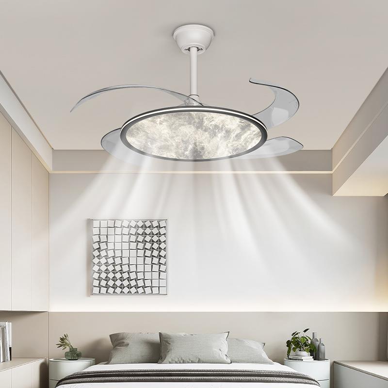 0约吊25新款风扇灯超薄中古木2纹卧室隐形全24光谱简创意一体扇灯