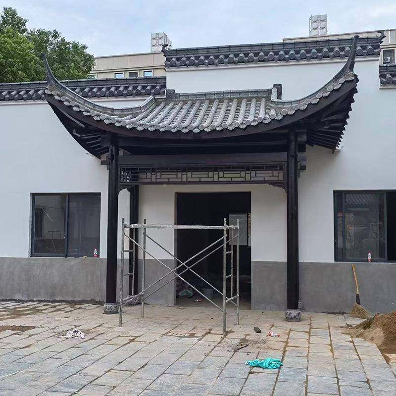 中庭式院门楼仿古实木门头古建NNK门楼村美丽坊乡牌防腐木门楼