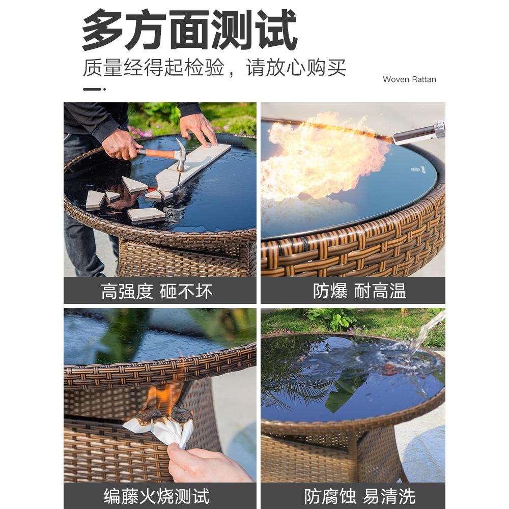 户桌外椅组合藤椅三件套藤庭天院露阳台室咨询客服外花园露台铁艺