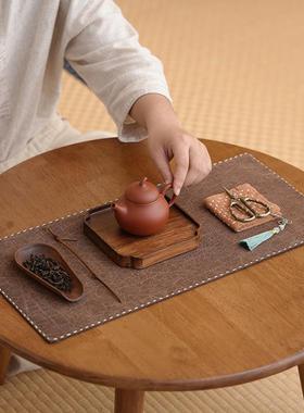 85916香云纱干泡茶席复古双面用可防水茶桌布热隔垫茶旗茶道零配