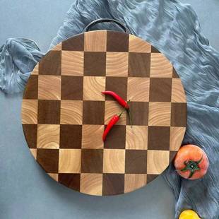 乌檀拼木橡胶木菜板网红棋盘格LWW菜板实案木板切菜板厨砧房板