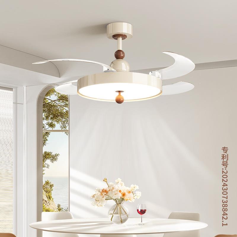 风2025新款中古奶油卧室房间顶隐形风202扇扇灯LED现代吸餐厅风灯