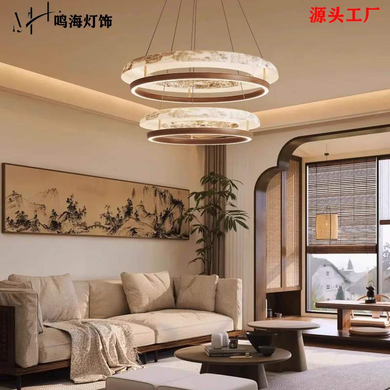 宋式美学吊灯客厅主灯2025新款中式实木餐厅卧室灯圆形简约大厅灯