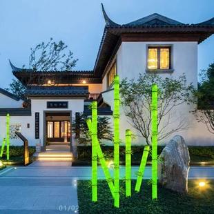 仿店竹装饰隔真断屏风酒URX客厅庭院造景无漆环保镀膜人子造绿竹