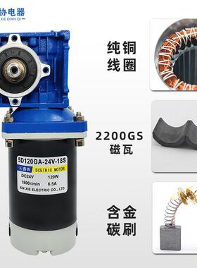 直流减涡速电机201W低速轮蜗杆RV30PJL自锁调速电动12V24V小型马
