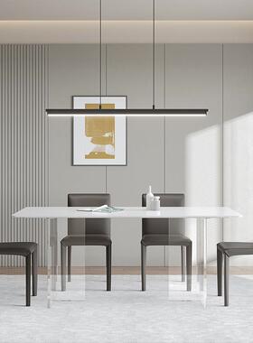 亚克力岩板餐简悬浮岛桌台意PVG式网红德利丰约长方形子岩板台桌