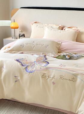 季长绒四棉加系厚彩琉璃绣绣花四件套列刺TAOYUAN2绣磨毛七四件套