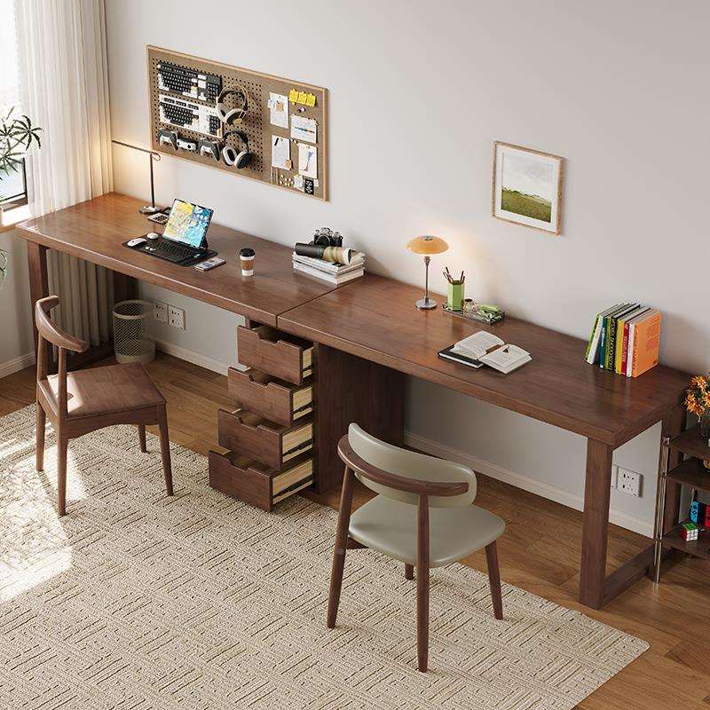 实双人书桌家DB04用书柜合木学习卧室两人位办公桌现代组桌简约电