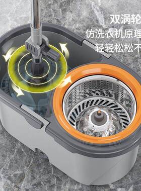 2025款免一手旋把家用拖地湿两用甩拖干拖加764厚懒人转拖布墩布