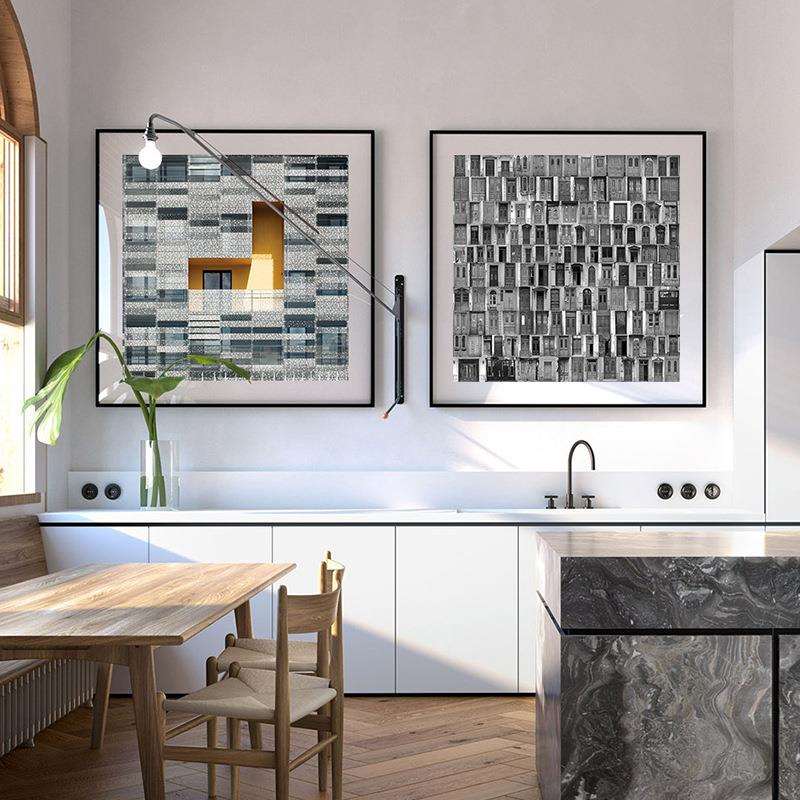 SQ1099现代轻奢画象餐装饰建筑几何书房挂画创意厅个性样抽板间饭图片