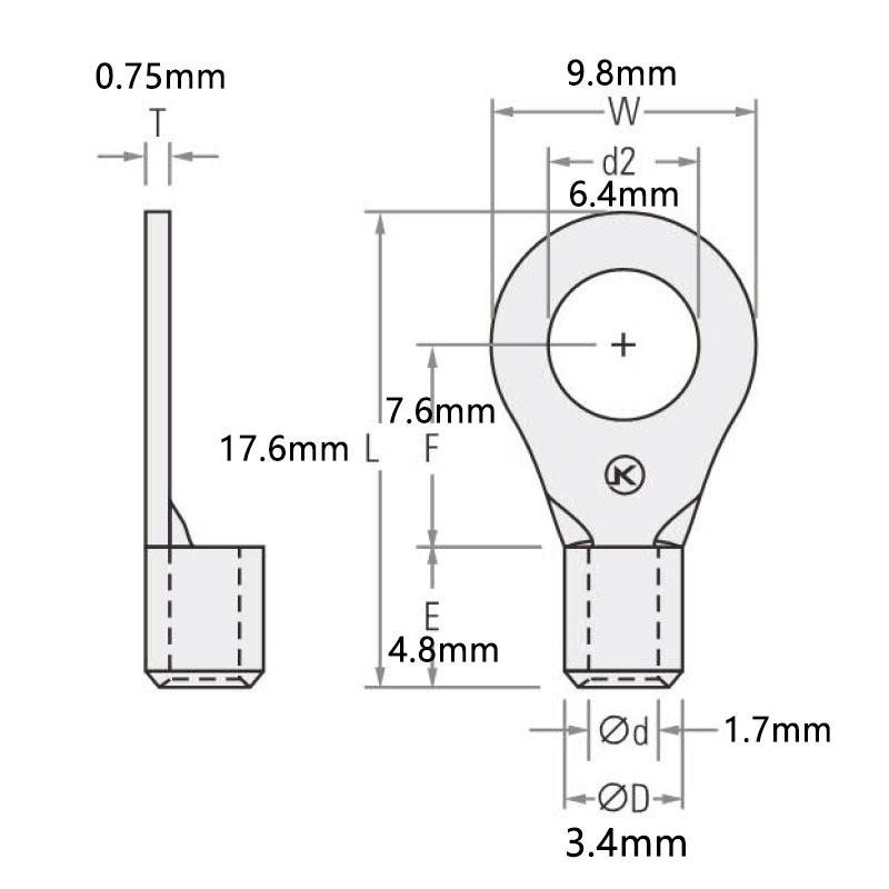 RNKB1.25-6S环接插件端子UL无绝护套冷压缘端头紫NRW铜圆S圆T