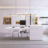 7K岩板岛台餐桌一体可伸缩现代简约亚克力长方形小户型家用导