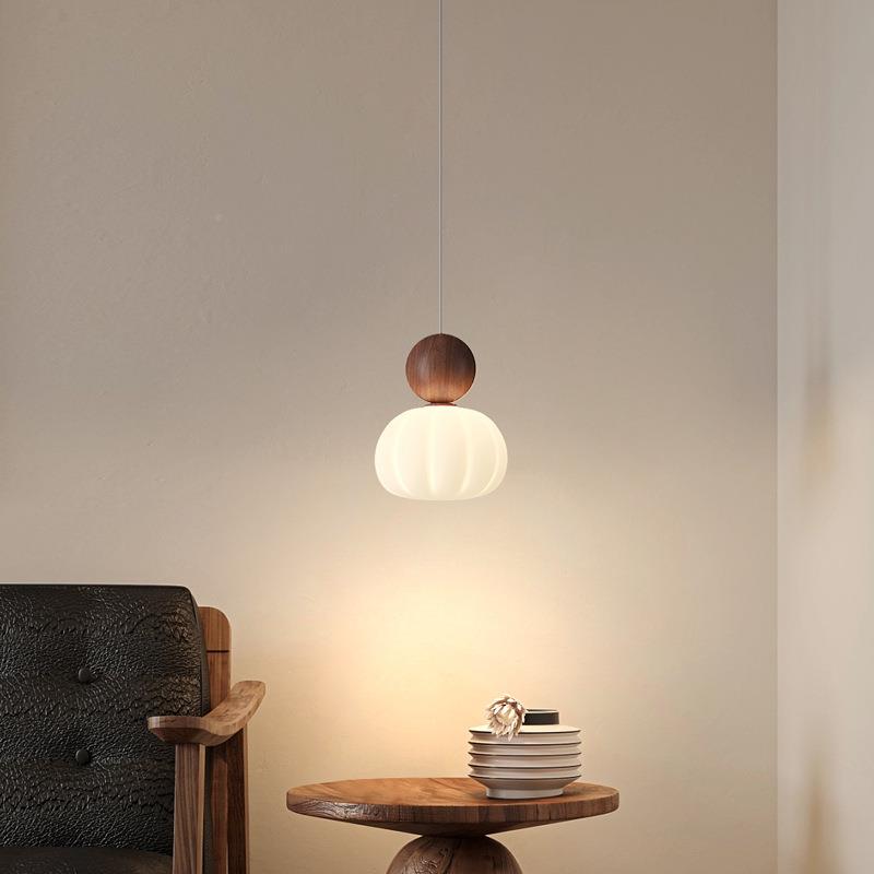 法式古风全谱卧室头床吊灯儿童房中吊灯胡桃木纹护888眼南瓜光吊