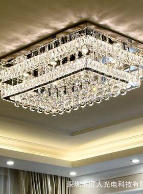 led长灯LFY方形代简约晶客厅创意家用遥控变现色卧室水餐厅吸顶灯