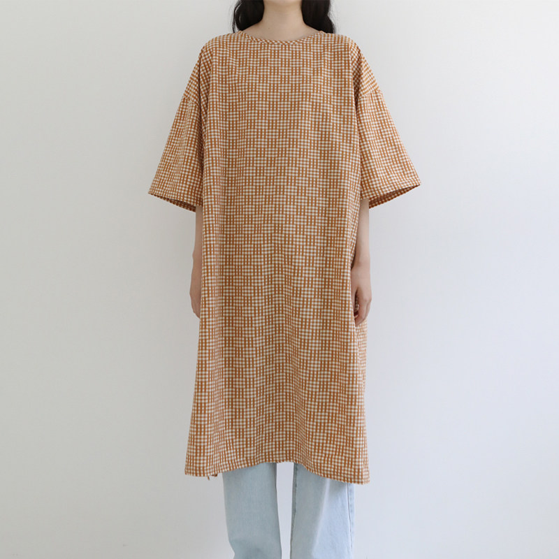 YUYU 森系女生宽松短袖连衣连衣裙