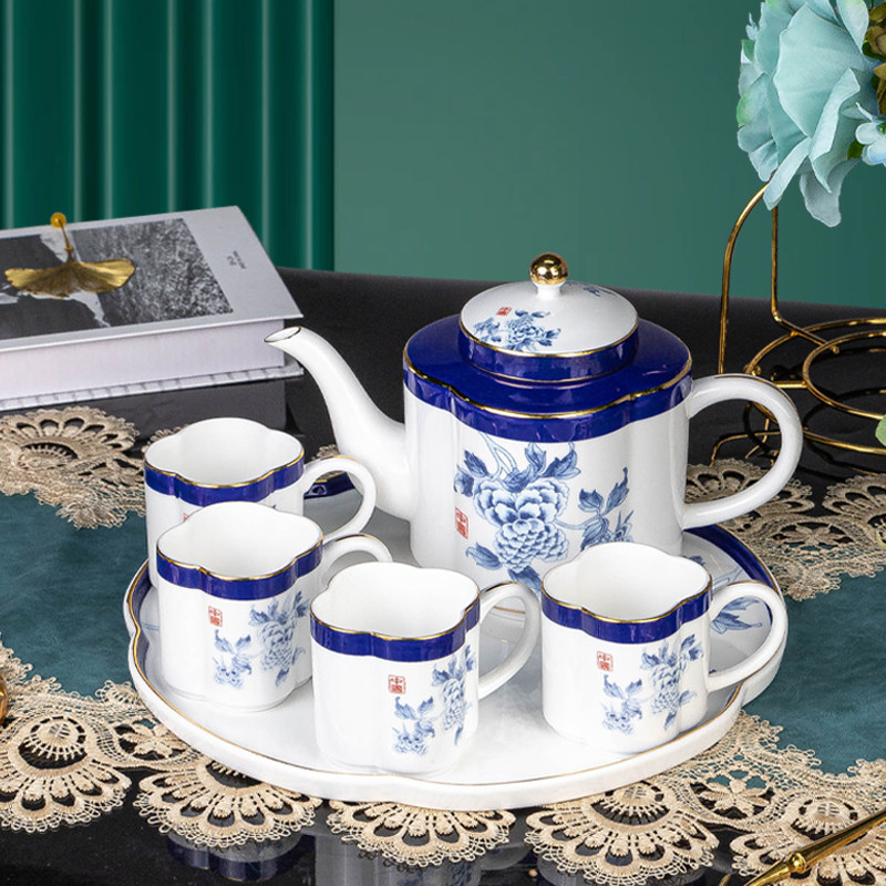 水具套装2025新款轻奢高档青花水杯茶壶茶杯家用待客水具结婚送礼