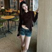 秋冬修身 SiCii 内搭弹力T桖上衣 长袖 打底衫 古早辣妹 短款