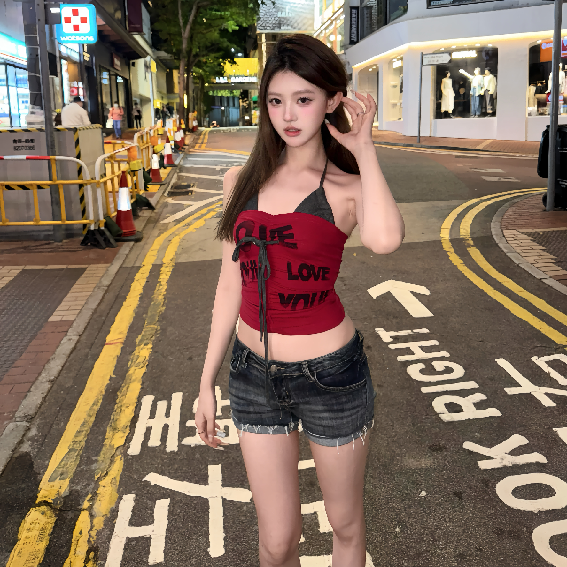 SiCii 霓虹狙心 美式复古辣妹短款修身显瘦抹胸上衣夏背心T