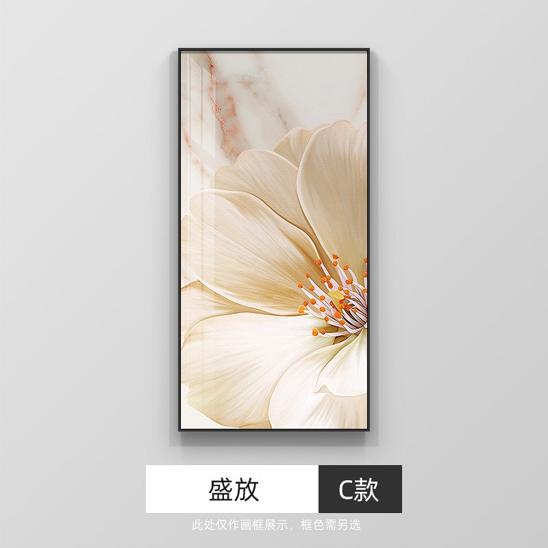 入户玄关装饰画轻奢大气立体竖版花卉挂画现代简约走W廊过道墙壁图片