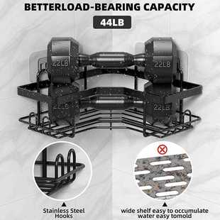 直销新款免打孔浴室角篮黑色三角形淋浴房置物架三脚架卫生间转角