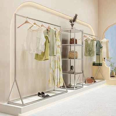 新款直销跨境服装店展示架挂衣架女装店铁艺金色童装店可移动地摊