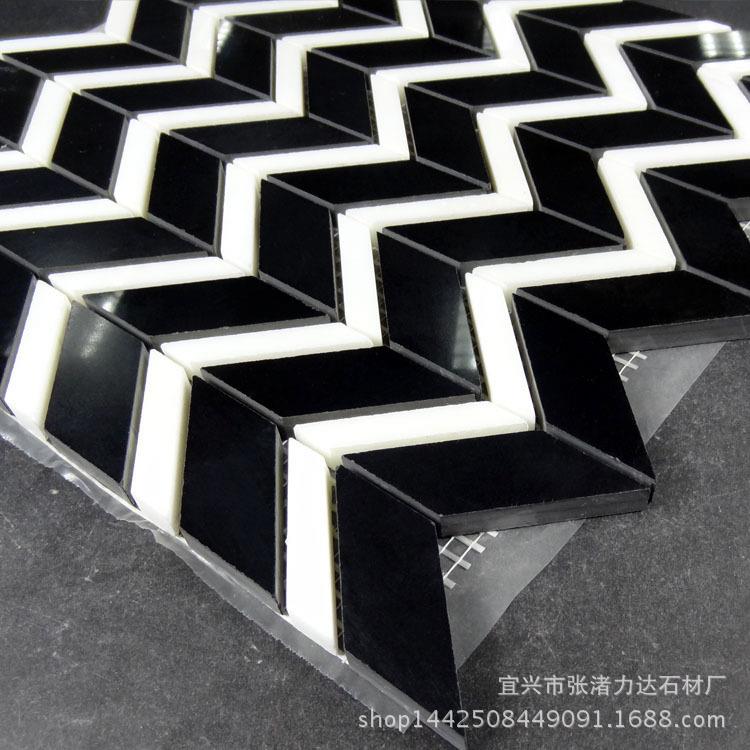 新款直销大理石马赛克瓷砖黑白厨房卫生间阳台吧台内墙贴墙地砖