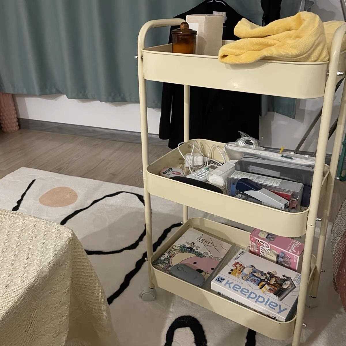 新款直销置物架婴儿用品储物架美甲工具车水杯收纳架拉斯克手推车