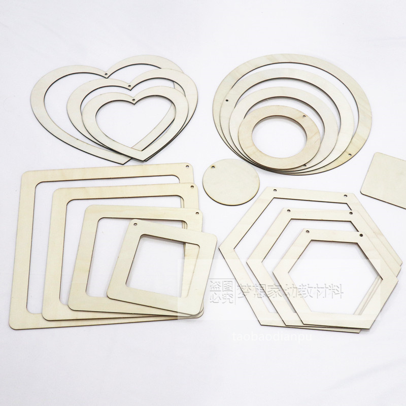 幼儿园环创吊饰 diy手工制作木质材料复古圆形木环挂饰墙面背景框