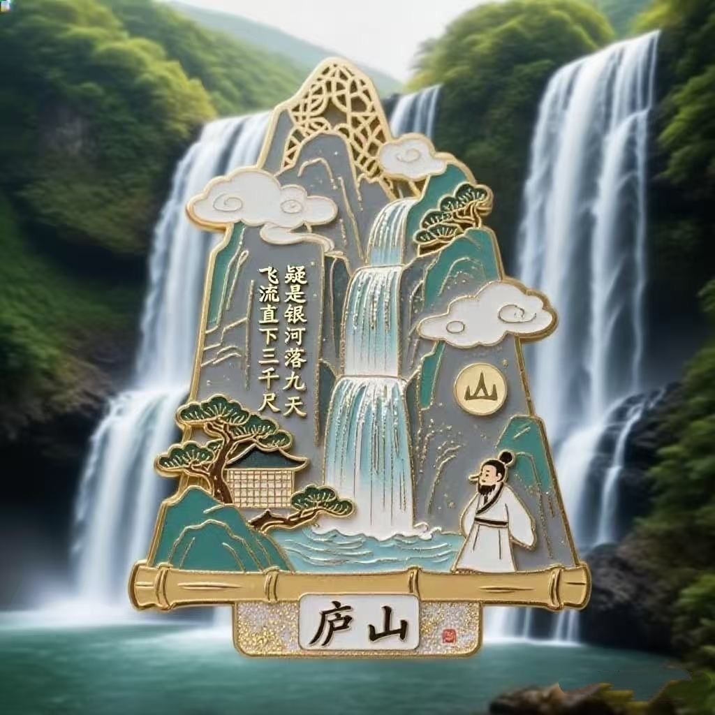 庐山瀑布金属浮雕冰箱贴磁吸旅游景点纪念收藏品伴手礼送朋友礼物