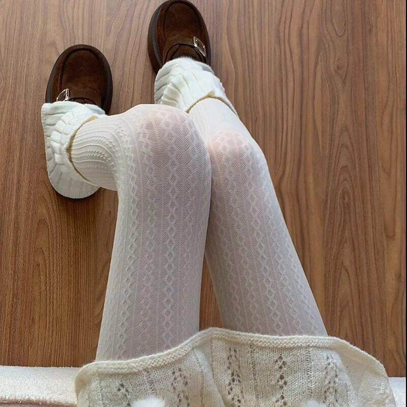 白色连裤袜JK日系纯欲白丝袜女性感黑丝春秋打底裤蕾丝lolita袜子