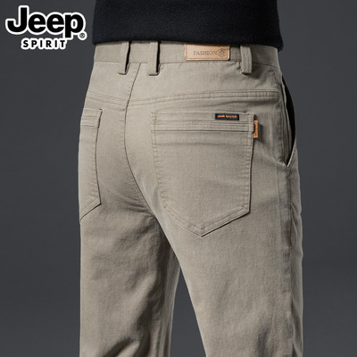 吉普2026春秋纯棉休闲裤男士