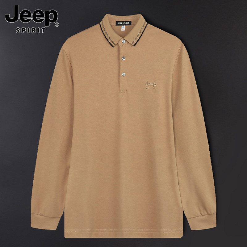 JEEP SPIRIT2026春季新款长袖POLO衫男士宽松翻领T恤休闲大码男装,男装,Polo衫,淘宝优惠券,粉丝福利购,淘宝优惠卷