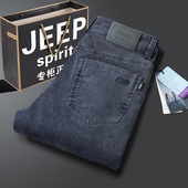 吉普专柜2026春秋季 子 男中高腰宽松直筒弹力长裤 新款 灯芯绒休闲裤