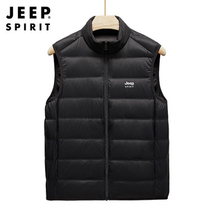 吉普高端专柜男士羽绒马甲男冬季新款保暖外套男装排骨背心羽绒服